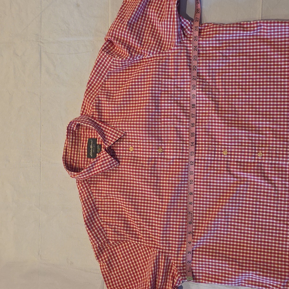 Eddie Bauer Men's Red White Checkered Long Sleeve Button-Down XXL - Picture 7 of 9